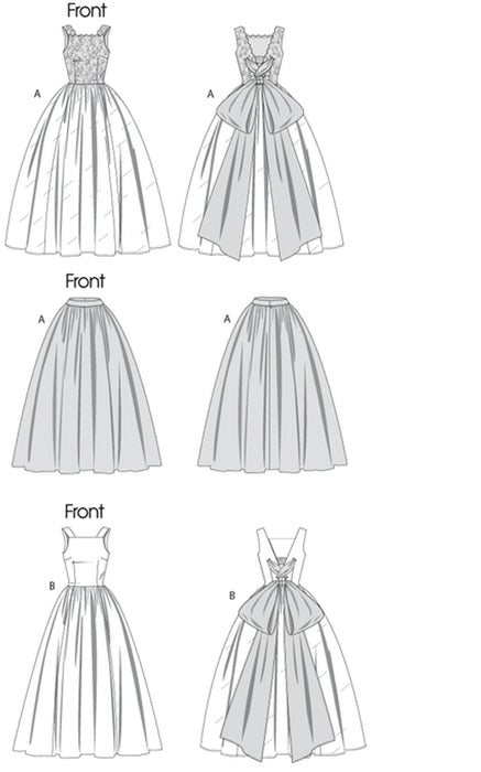 Patron de robe de mariée, robe années 50, déguisement historique, Vogue 8729