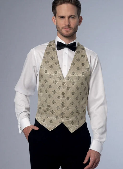 Patron couture homme, patron gilet, noeud papillon et cravate homme Vogue 9073