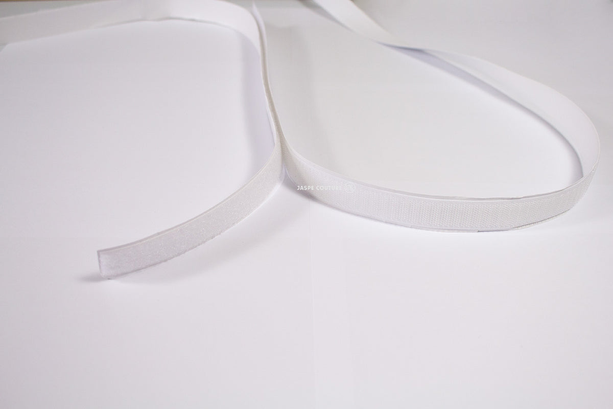 Velcro adhésif 25mm blanc, ruban auto agrippant sans couture— Jaspe Couture