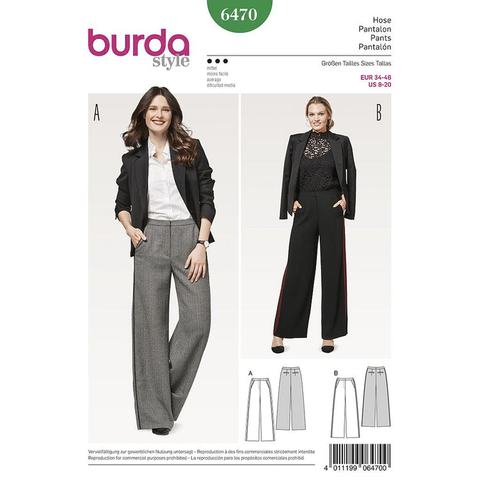 Patron couture pantalon Burda 6470, Mercerie en ligne - Jaspe Couture