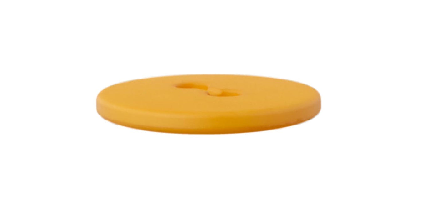Bouton polyester jaune 23mm à 2 trous