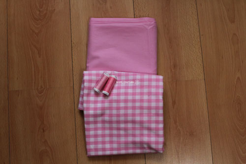 Tissu coton Vichy rose grands carreaux 50cm