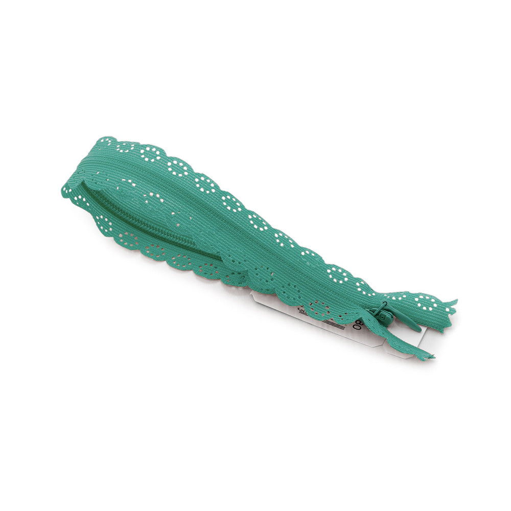 Fermeture éclair à dentelle vert océan