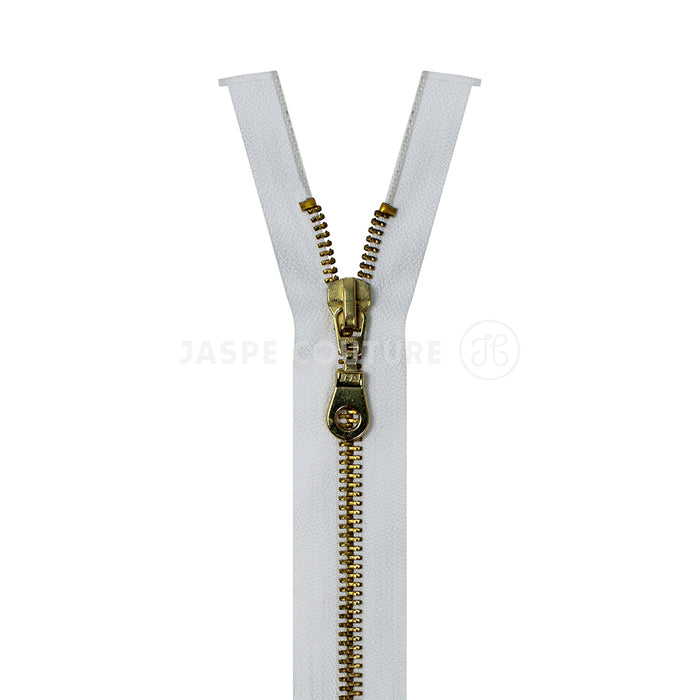Fermeture eclair separable metal blanc
