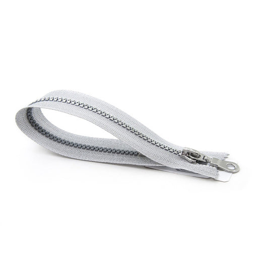 Fermeture éclair non séparable Lurex, maille plastique argent 6mm