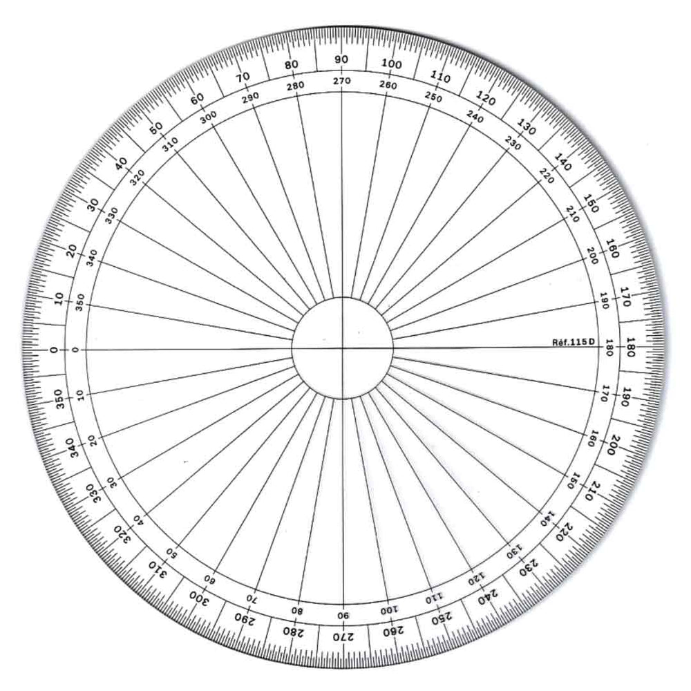 Rapporteur couture transparent, 360 degrés, 15cm ref 115D