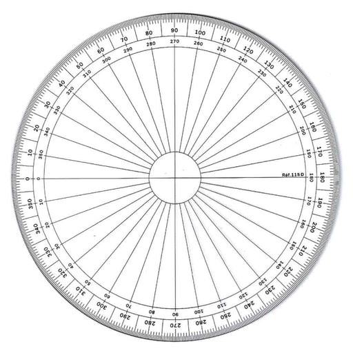 Rapporteur couture transparent, 360 degrés, 15cm ref 115D