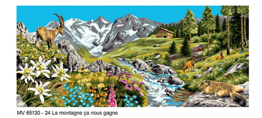 Toile canevas à broder, Luc Créations, La montagne çà nous gagne